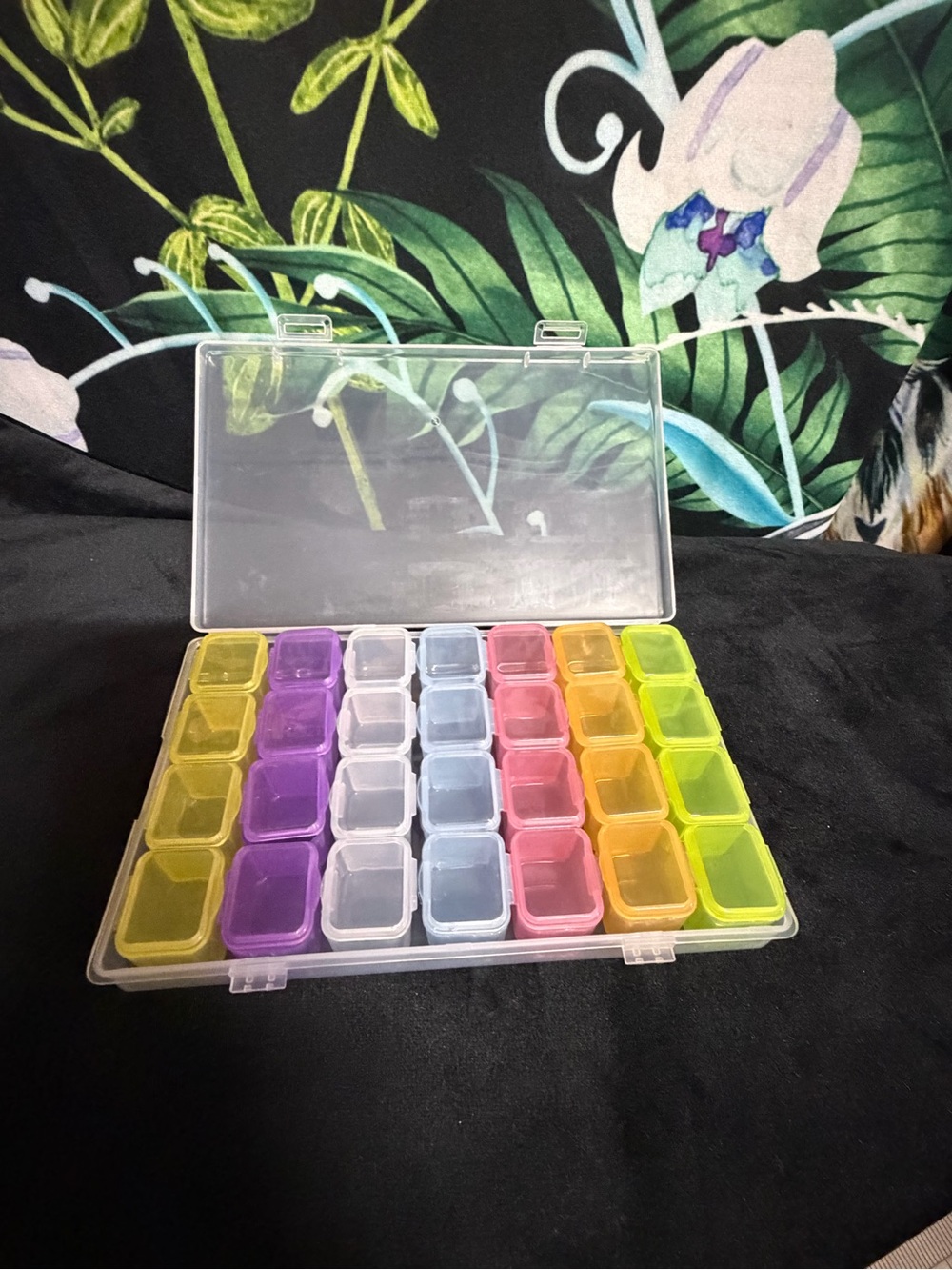Multi-Color 28-Compartment Plastic Storage Box - Clear Lid